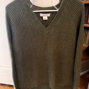 Natural Reflections Olive V-Neck Sweater